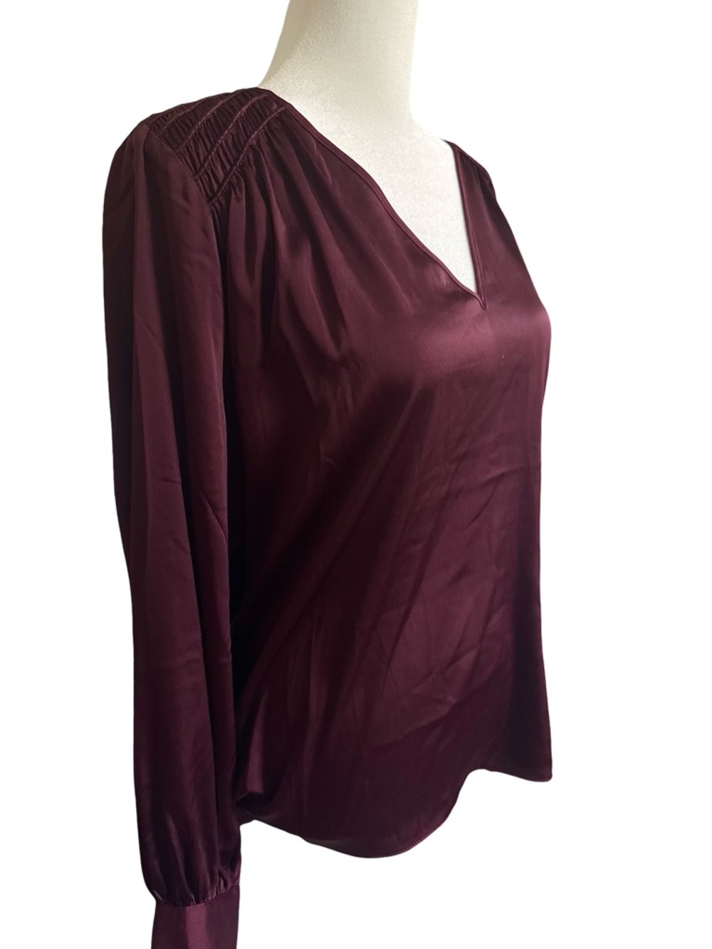 NWOT V-Neck Satin Blouse (medium) - Picture 2 of 4